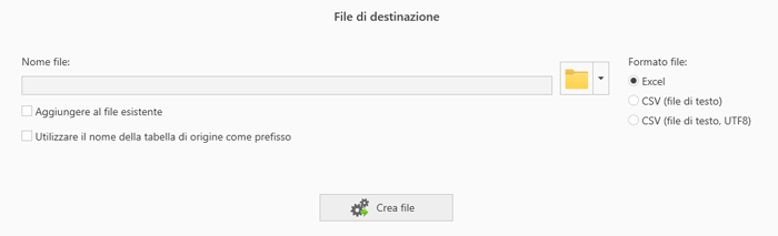 Determinare la differenza, esportare il risultato