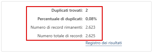 Abgleichsergebnis Risultato del confronto