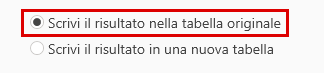in der Ursprungstabelle löschen Scrivi risultato nella tabella di origine