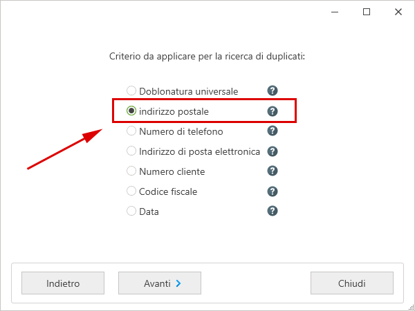 Creare un nuovo progetto - criterio da adottare per la ricerca dei duplicati