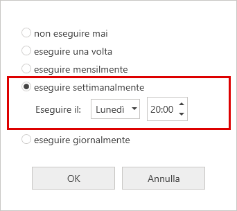 Pianificare l'attività - tempo di esecuzione