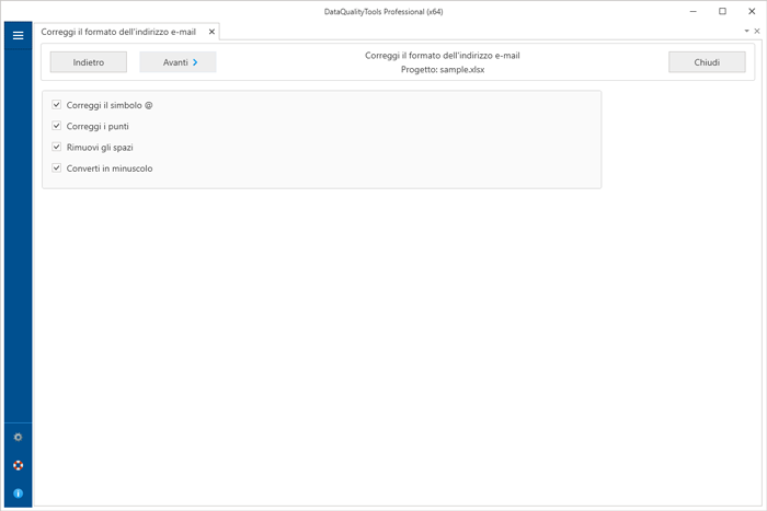 Correggi il formato dell'indirizzo e-mail