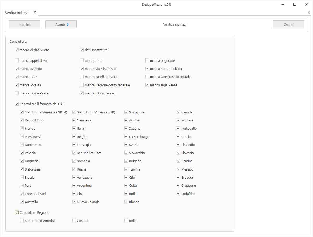 Verifica indirizzi